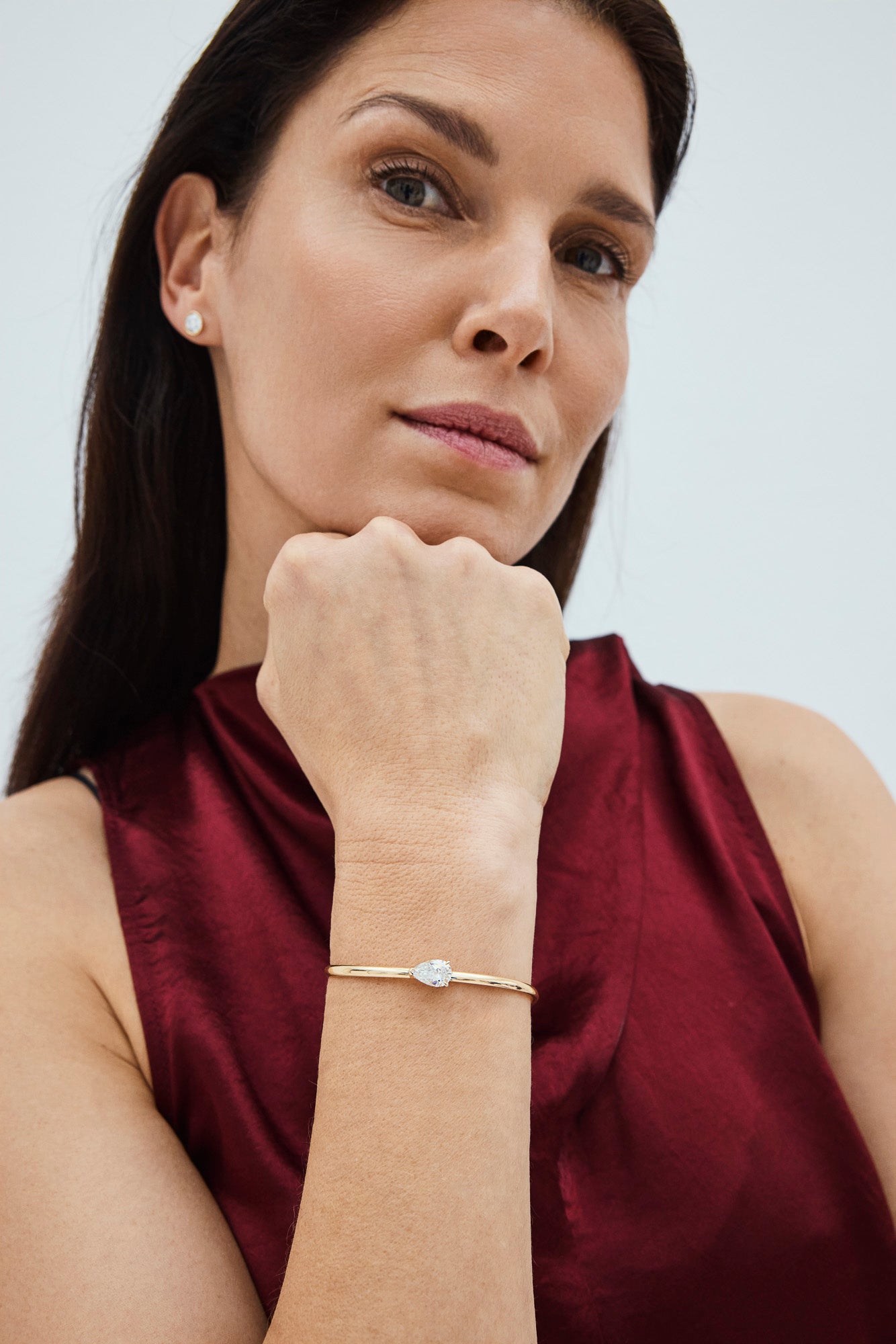 Woman wearing a lab-grown diamond bracelet